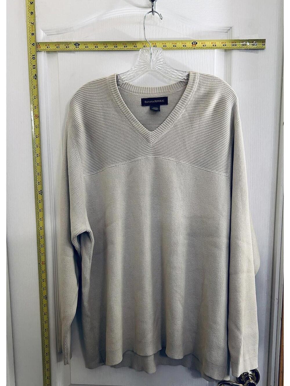 Banana Republic Size L V Neck Sweater Long Sleeve Blue Solid